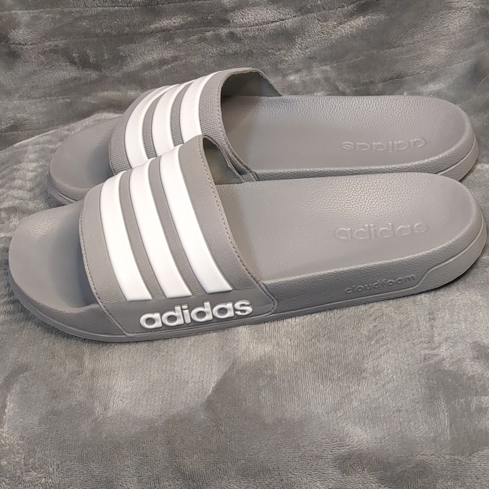 Adidas Gray and White Slide Sandals - Picture 5 of 16